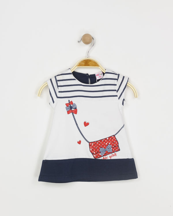 Picture of B01415 GIRLS COTTON DRESS WITH FANCY BOWS